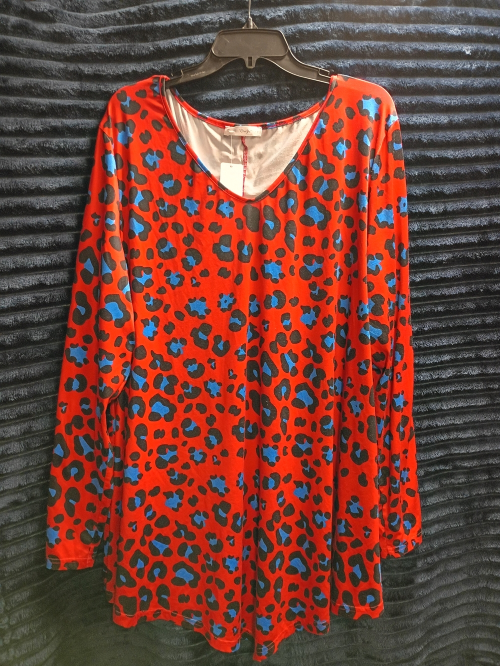 Rosegal Red V-Neck Long Sleeve Animal Print Top